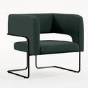 Ver imagem 3 de Kit 02 Poltronas Decorativas Scarlett D02 Base de Aço Preto Linho Verde C-117 - Lyam Decor