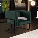 Ver imagem 2 de Kit 02 Poltronas Decorativas Scarlett D02 Base de Aço Preto Linho Verde C-117 - Lyam Decor