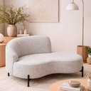 Ver imagem 6 de Sofá Curvo Billini 3 Lugares Fixo 230cm Cinza Bouclé Sallar Home Estrutura Madeira