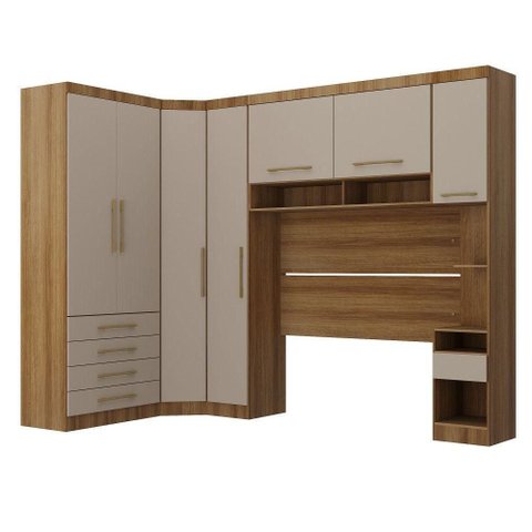 Quarto 7 Portas 5 Gavetas Cab Qn Paris Master Luciane Móveis Avelã Pf/cinammon Pf