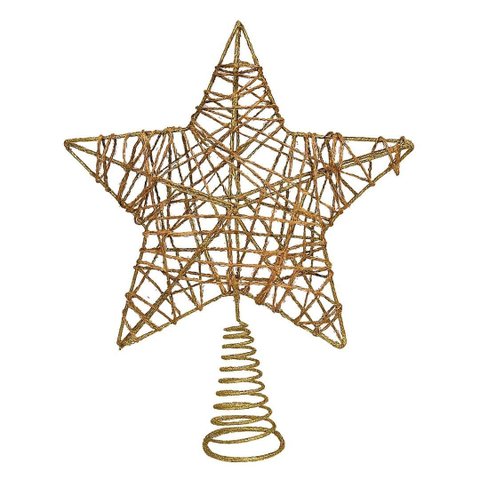 Estrela Ponteira Aramada Tridimensional Dourado Rústico Espiral 29cm - Magizi
