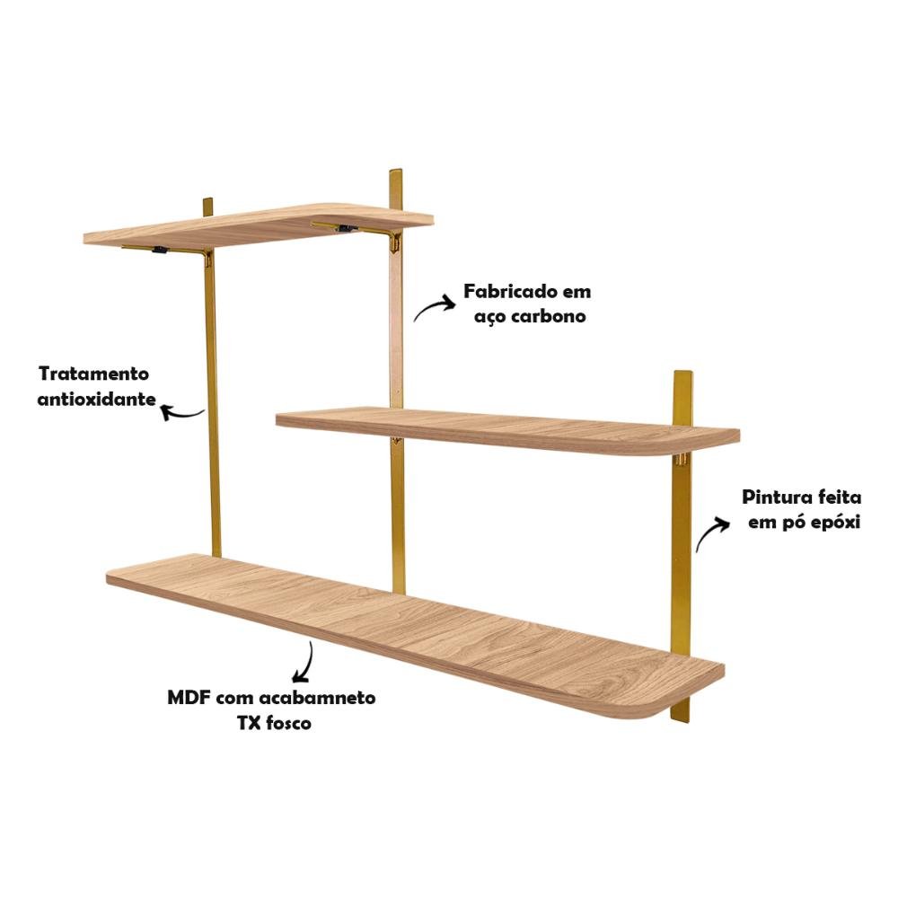 Prateleira de Parede Leeds - Dourado/jade - 5