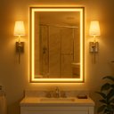 Ver imagem 5 de Espelho Retangular 60x80 cm Jateado LED 3 Cores Touch Moderno