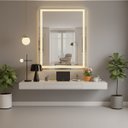 Ver imagem 4 de Espelho Retangular 60x80 cm Jateado LED 3 Cores Touch Moderno