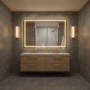Ver imagem 3 de Espelho Retangular 60x80 cm Jateado LED 3 Cores Touch Moderno