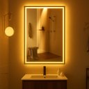 Ver imagem 6 de Espelho Retangular 60x80 cm Jateado LED 3 Cores Touch Moderno