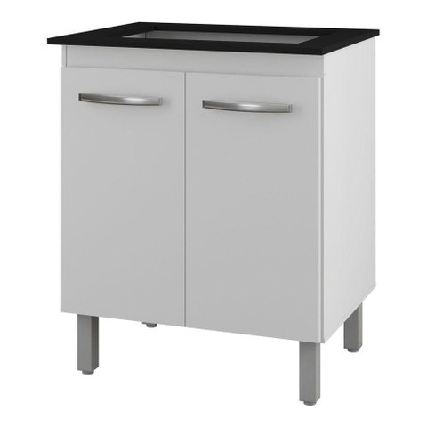 Balcão para Cooktop Jady 70cm 02 Portas com Tampo Recortado Branco - Desk Design