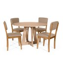 Ver imagem 1 de Mesa de Jantar Redonda Montreal Jade com 4 Cadeiras Estofadas Ella Marrom Claro