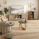 Ver imagem 1 de Sala de Estar Charlotte - Rack Tv 75'' - Aparador - 2 Mesas Carvalho / Menta