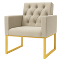 Ver imagem 6 de Kit 2 Poltronas Decorativas para Estúdio e Salão Base Metal Bege