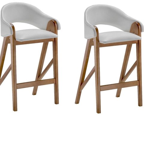 Conjunto 2 Banquetas Tecido Único 2235 Bf Pérola Marrom/Amêndoa