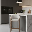 Ver imagem 2 de Conjunto 2 Banquetas Tecido Único 2235 Bf Pérola Marrom/Amêndoa