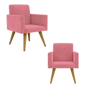 2 Cadeiras Poltronas para Sala Escritório – Balaqui Decor Cor:Rosa