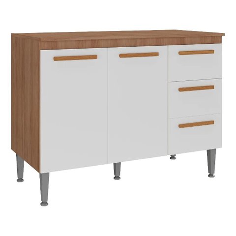 Gabinete Cozinha Madeira Joia 1.10m Luxo Madeirado / Branco