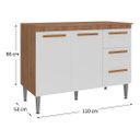 Ver imagem 2 de Gabinete Cozinha Madeira Joia 1.10m Luxo Madeirado / Branco