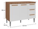 Ver imagem 3 de Gabinete Cozinha Madeira Joia 1.10m Luxo Madeirado / Branco