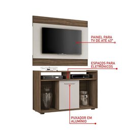 Rack com Painel para Tv Polegadas 1 Porta Show - Nogal Trend / Off White Nogal - 2