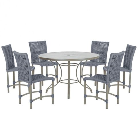 Mesa Ascoli 120 Cm com 6 Cadeiras Cannes de Alumínio Trama Prata
