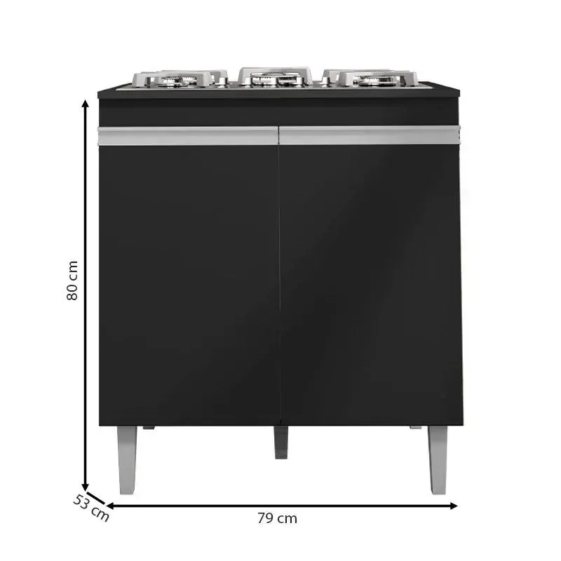 Balcão Cooktop Andréia Preto - Ajl - 4