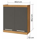 Ver imagem 2 de Armário Aéreo 2 Portas Premium 80cm Nesher Freijó e Grafite
