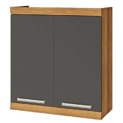 Armário Aéreo 2 Portas Premium 80cm Nesher Freijó e Grafite