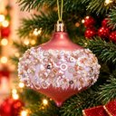Ver imagem 4 de Bola de Natal para Árvore Bola Pião Rose Gold 8cm Glitter Rosa Plástico Kit 6PÇS Outras Marcas