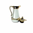 Ver imagem 7 de Garrafa Térmica Branco com Dourado 1l - 33x20cm - Uso Doméstico - Conforto para Sua Casa - Elegância
