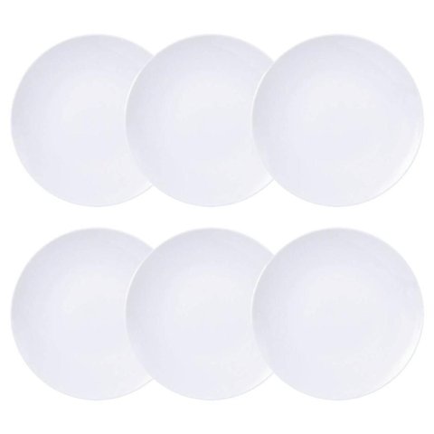 Jogo 6 Pratinhos de Pão Tramontina Branco em Porcelana 16cm