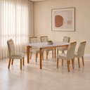 Ver imagem 1 de Conjunto de Mesa de Jantar Dublin 180 Tp MDF Vidro Canto Copo 6 Cadeiras Valentina