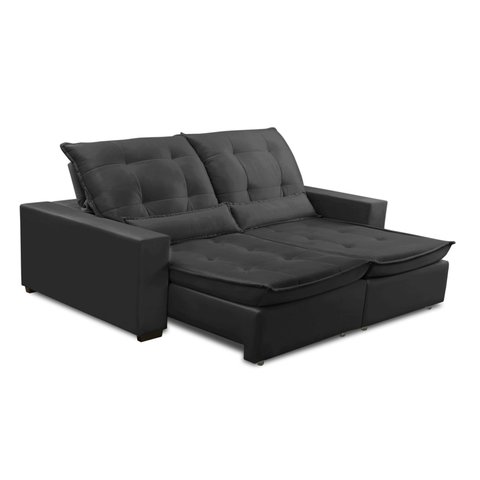 Sofa Retratil Reclinavel 2 Lugares 1,80m Atlantis Veludo Cinza Grafite Lansofbr Lansof Brasil