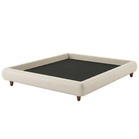 Cama Casal Base Box Pés Madeira 156cm Nami Facto Pérola - Nexta Casa