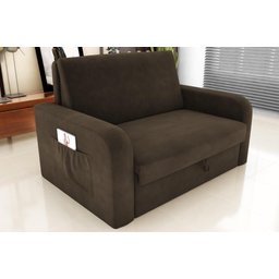 Sofá Cama Daiane 2 Lugares com Baú Suede Capuccino Matrix - 2