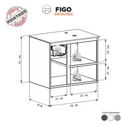 Gabinete para Banheiro em Aço Figo 60 Cozimax Branco - 60 - 3