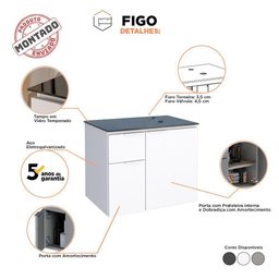 Gabinete para Banheiro em Aço Figo 60 Cozimax Branco - 60 - 2