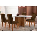 Ver imagem 1 de Conjunto: Mesa de Cozinha Berlim C/ Tampo Madeirado C/ Vidro Canto Curvo 120x80cm e 4 Cadeiras Jade