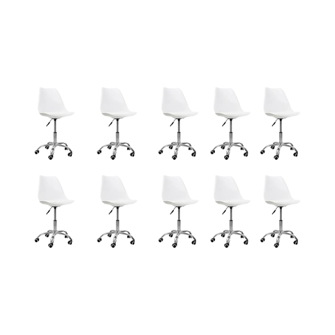 Cadeira Office Base Cromada Oficial com Rodízio Giratória Saarinen - Branco - 10