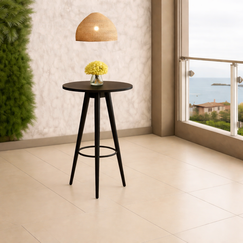 Mesa Bistrô Catarina de Madeira Eucalipto Nobre com Tampo MDF Laminado Cinamomo-Facinatta Preto