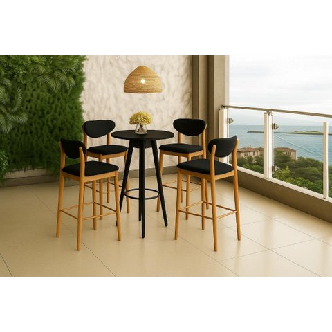 Mesa Bistrô Catarina de Madeira Eucalipto Nobre com Tampo Mdf Laminado Cinamomo-facinatta Preto