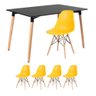 KIT - Mesa de jantar retangular Eames 80 x 120 cm preto + 4 cadeiras Eiffel DSW Amarelo - 1