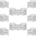 Ver imagem 1 de Kit 10 Poltronas Mila Corino Cores Pé de Plástico Cromado - Branco Corino