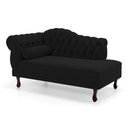 Ver imagem 1 de Divã Recamier Chaise Longue Lavínia 150cm Capitonê Pés de Madeira Suede Preto - Desk Design