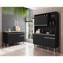 Ver imagem 1 de Balcão Gabinete Cora 3 Portas + Kit Rita 130cm Compacta c/ Nichos Preto - Bela Móveis