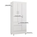 Ver imagem 5 de Guarda Roupa Solteiro 3 Portas e 2 Gavetas Castro - Branco/rosa/branco