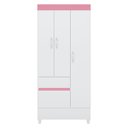 Ver imagem 6 de Guarda Roupa Solteiro 3 Portas e 2 Gavetas Castro - Branco/rosa/branco