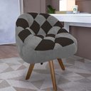 Ver imagem 1 de Poltrona Paloma Escritório Sala Giratória Madeira Suede Cinza e Suede Marrom - Dominic Decor