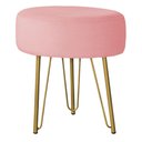 Ver imagem 1 de Puff Redondo para Quarto e Sala de Estar Tripe Base Ferro Dourado Veludo