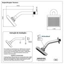 Ver imagem 7 de Ducha Quadrada Chuveiro Articulável Solar Gás Preto Fosco