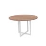 Mesa de Reunião Redonda 110x110cm Pé Tubular Pe25 em MDP Noce Naturalle e Base Branca - 1