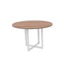 Ver imagem 1 de Mesa de Reunião Redonda 110x110cm Pé Tubular Pe25 em MDP Noce Naturalle e Base Branca