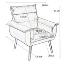 Ver imagem 2 de Kit 2 Poltronas Decorativas Cuba Suede Cinza Claro MV Estofados